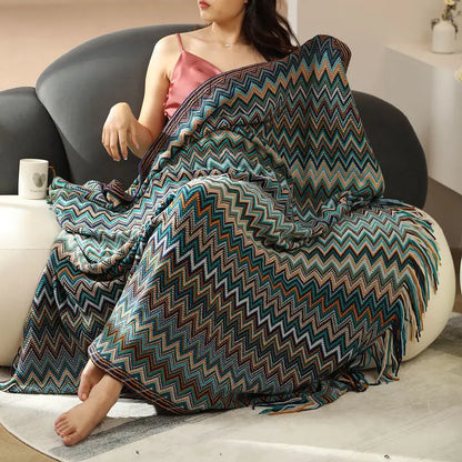 Boho-Inspired Woven Blanket – Stylish, Versatile & Retro-Chic