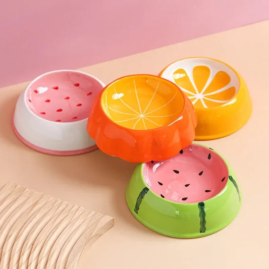 Fruit-Themed Ceramic Pet Bowls – Fun & Functional for Cats and Small Dogs