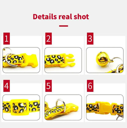 Leopard Print Adjustable Cat Collar – Stylish, Comfortable & Bell-Equipped for fashionable pets