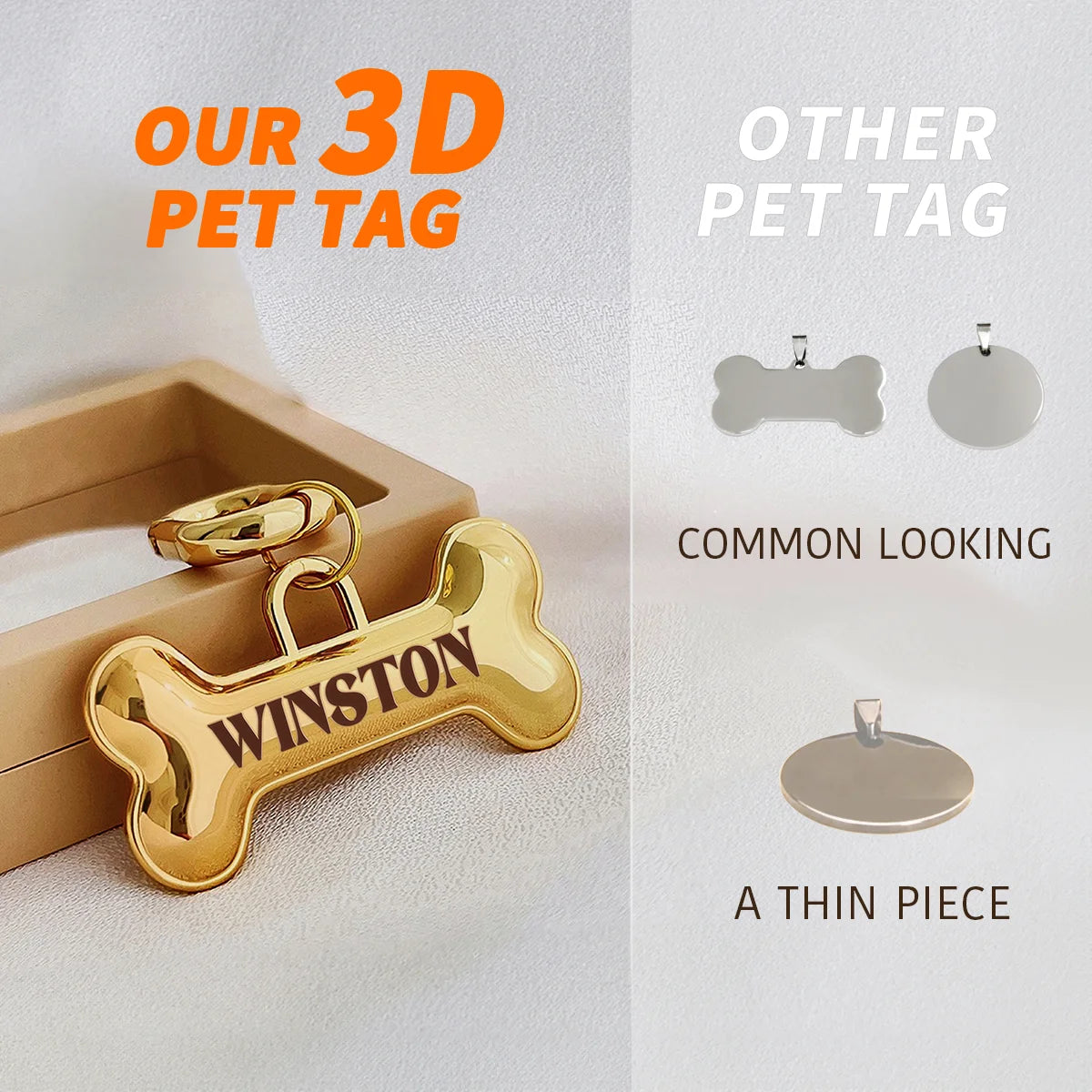 Memopaw Design Personalized Pet Dog Name Tag- Copper Free