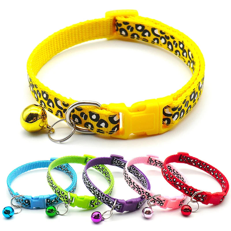 Leopard Print Adjustable Cat Collar – Stylish, Comfortable & Bell-Equipped for fashionable pets