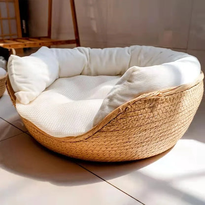 Handmade Bamboo Woven Cat Bed – Cozy, Stylish & Sustainable