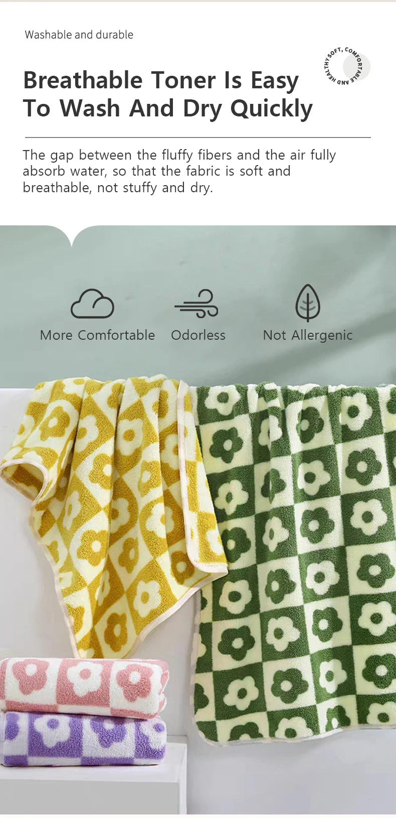 Quick-Drying Coral Fleece Flower Towels – Stylish & Practical for Daily Use
