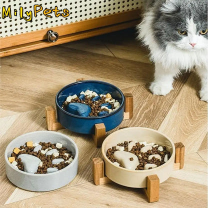Anti-Choke Slow Feeding Japanese Ceramic Pet Bowl – Stylish & Functional for Healthy Mealtime
