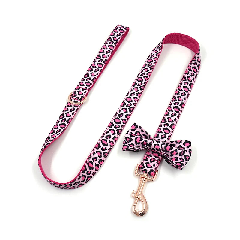 Pink Leopard Dog Harness Set – Personalized, Stylish, and Safe for Your Furry Fashionista