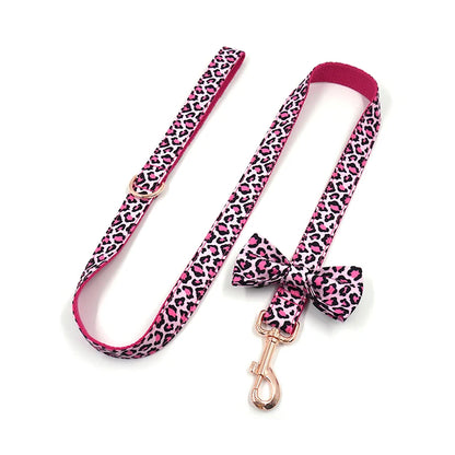 Pink Leopard Dog Harness Set – Personalized, Stylish, and Safe for Your Furry Fashionista