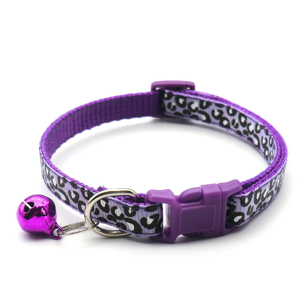 Leopard Print Adjustable Cat Collar – Stylish, Comfortable & Bell-Equipped for fashionable pets