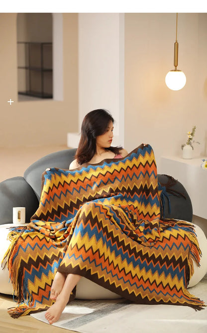 Boho-Inspired Woven Blanket – Stylish, Versatile & Retro-Chic