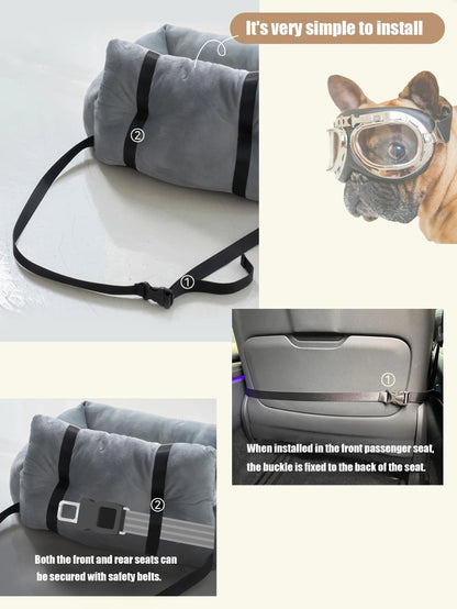 Comfortable & Safe Kennel Dog Car Booster Plush Seat