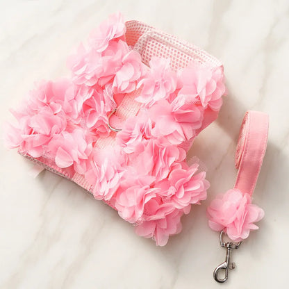 Floral Pet Dog Harness & Leash Set – For Small Cats and Dogs