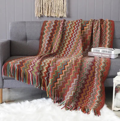 Boho-Inspired Woven Blanket – Stylish, Versatile & Retro-Chic