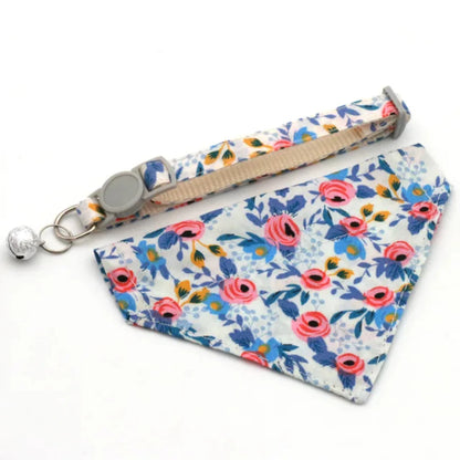 Chic Daisy-Print Adjustable Neck Scarf for Stylish Cats