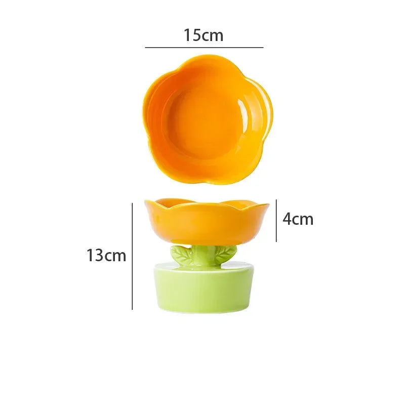 Creative Flower-Shaped Ceramic Bowl – Stylish & Perfect for Cats