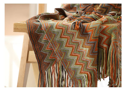 Boho-Inspired Woven Blanket – Stylish, Versatile & Retro-Chic