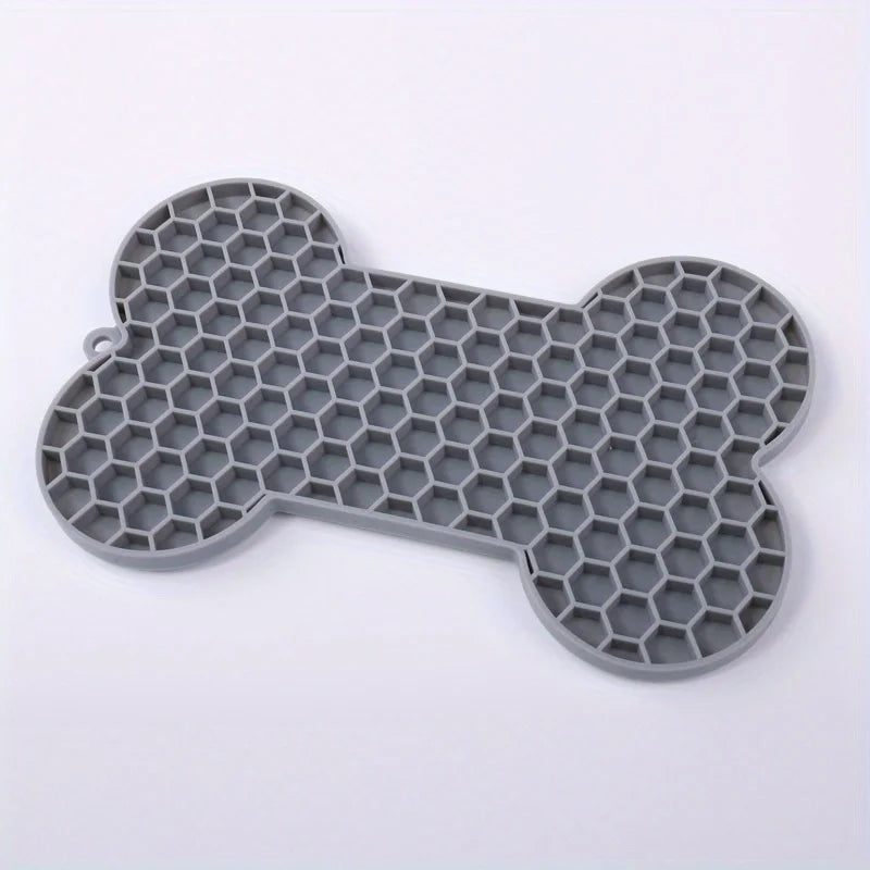 Bone-Shaped Silicone Lick Mat – Slow Feeder for Dogs