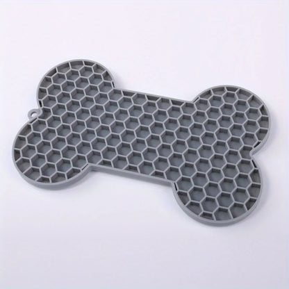 Bone-Shaped Silicone Lick Mat – Slow Feeder for Dogs