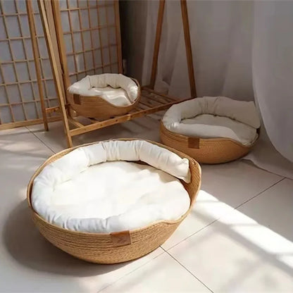 Handmade Bamboo Woven Cat Bed – Cozy, Stylish & Sustainable