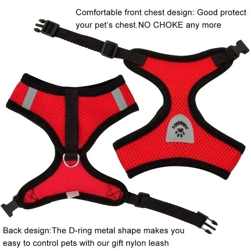 Adjustable Reflective Cat Harness & Leash Set – Soft Mesh for Cats and Small Dogs