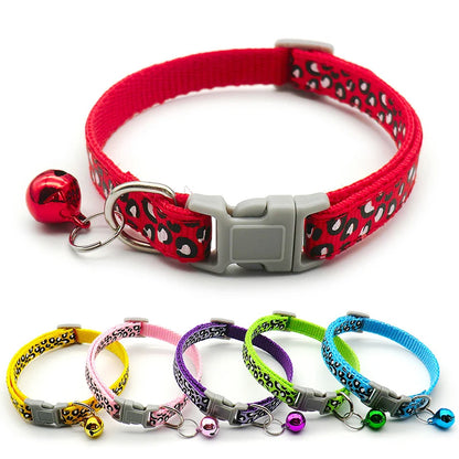 Leopard Print Adjustable Cat Collar – Stylish, Comfortable & Bell-Equipped for fashionable pets
