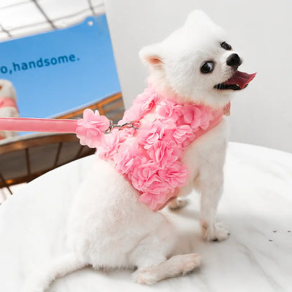 Floral Pet Dog Harness & Leash Set – For Small Cats and Dogs