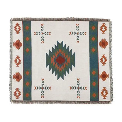 Cozy Geometric Cotton-Linen Blanket for Outdoor Adventures and Pet Lovers