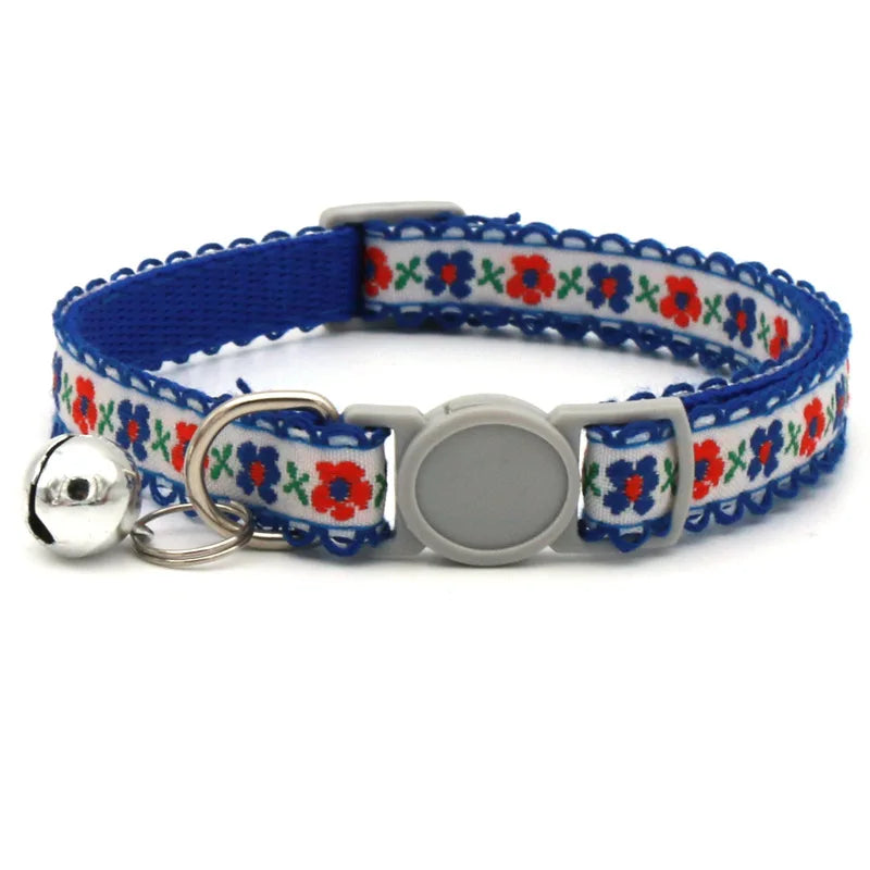 Exquisite Floral Embroidered Cat Collar – Adjustable, Lightweight & Bell-Equipped