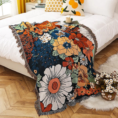 Cozy Geometric Cotton-Linen Blanket for Outdoor Adventures and Pet Lovers