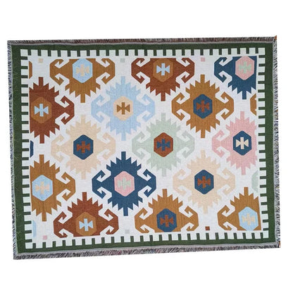 Cozy Geometric Cotton-Linen Blanket for Outdoor Adventures and Pet Lovers