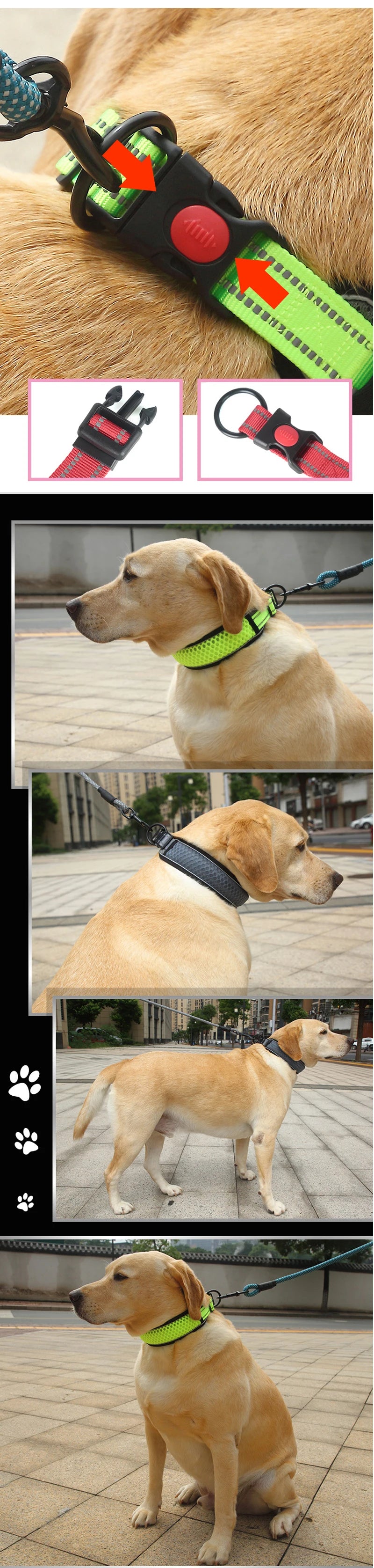 Reflective Dog Collar – Comfortable, Breathable & Anti-Choke Design for Dogs of All Sizes