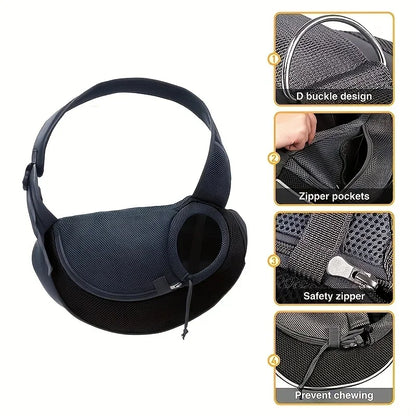 Trail Tails Carrier: Breathable Crossbody Pet Bag for Hiking and Camping Adventures