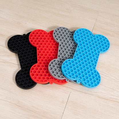 Bone-Shaped Silicone Lick Mat – Slow Feeder for Dogs