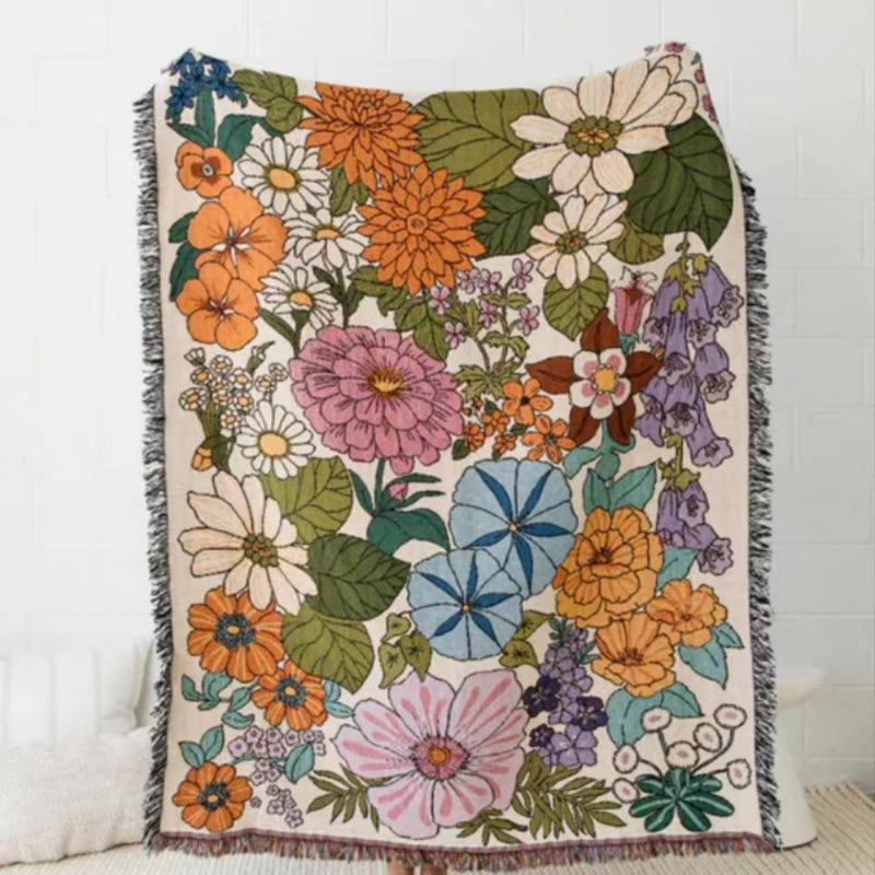Floral Thread Blanket – Stylish, Durable & Perfect for Home and Adventures and Pet's Comfort