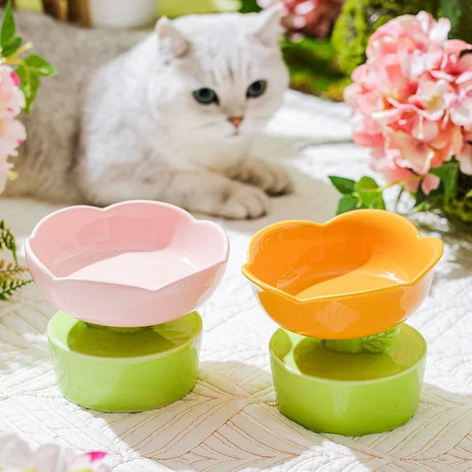 Creative Flower-Shaped Ceramic Bowl – Stylish & Perfect for Cats