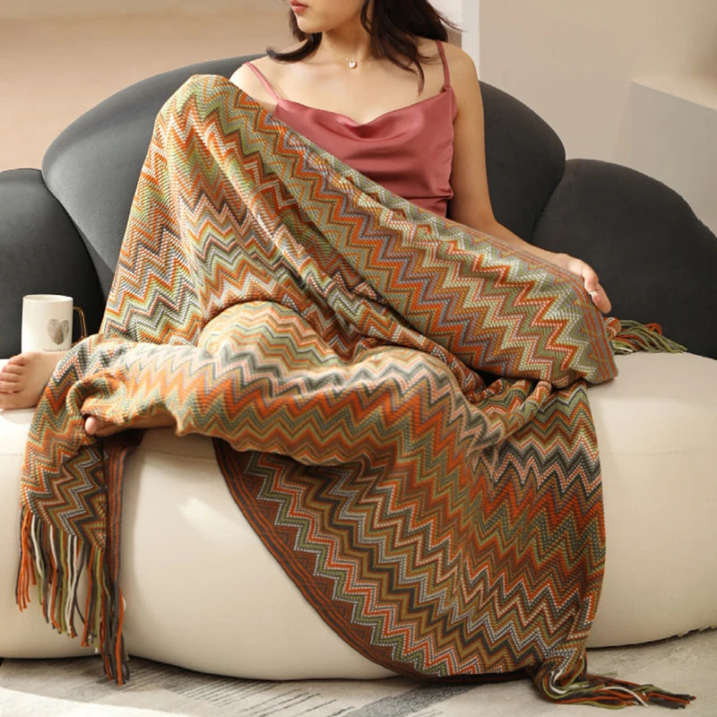 Boho-Inspired Woven Blanket – Stylish, Versatile & Retro-Chic