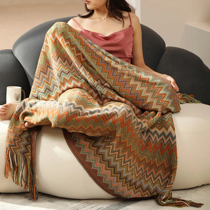 Boho-Inspired Woven Blanket – Stylish, Versatile & Retro-Chic