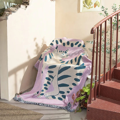Pink Cat Pattern Cotton Blanket – Perfect for Pets & Pet Parents!