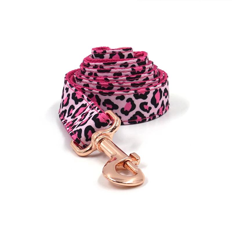 Pink Leopard Dog Harness Set – Personalized, Stylish, and Safe for Your Furry Fashionista