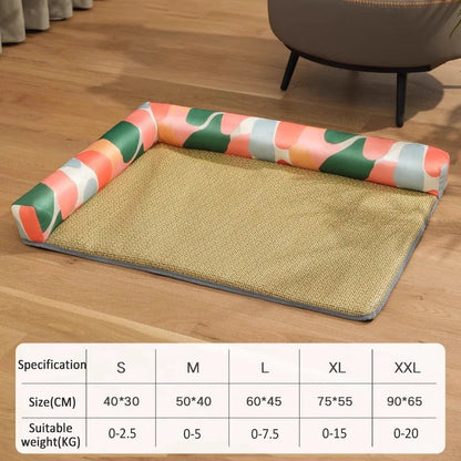 Zen-Inspired Summer Pet Bed – Breathable Rattan Cooling Mat with Big Space for Cats & Dogs"