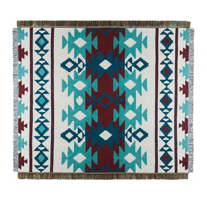 Cozy Geometric Cotton-Linen Blanket for Outdoor Adventures and Pet Lovers