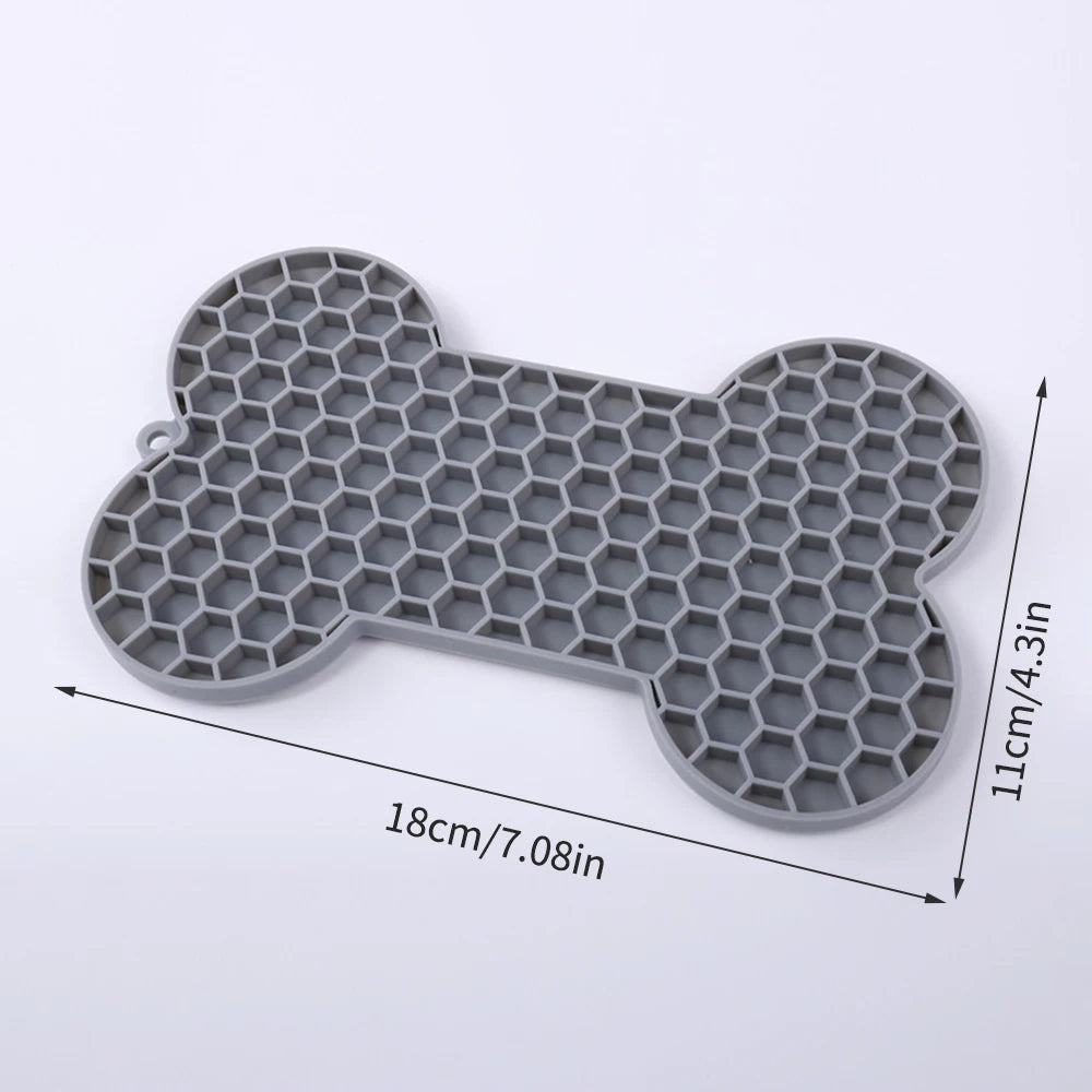 Bone-Shaped Silicone Lick Mat – Slow Feeder for Dogs