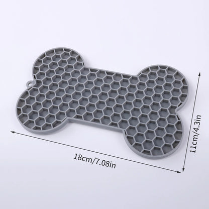 Bone-Shaped Silicone Lick Mat – Slow Feeder for Dogs