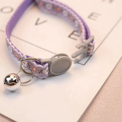 Exquisite Floral Embroidered Cat Collar – Adjustable, Lightweight & Bell-Equipped