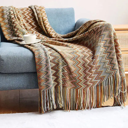 Boho-Inspired Woven Blanket – Stylish, Versatile & Retro-Chic