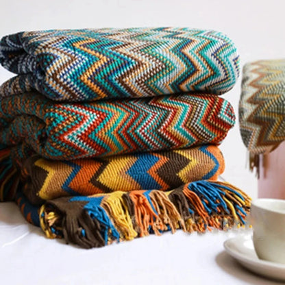 Boho-Inspired Woven Blanket – Stylish, Versatile & Retro-Chic