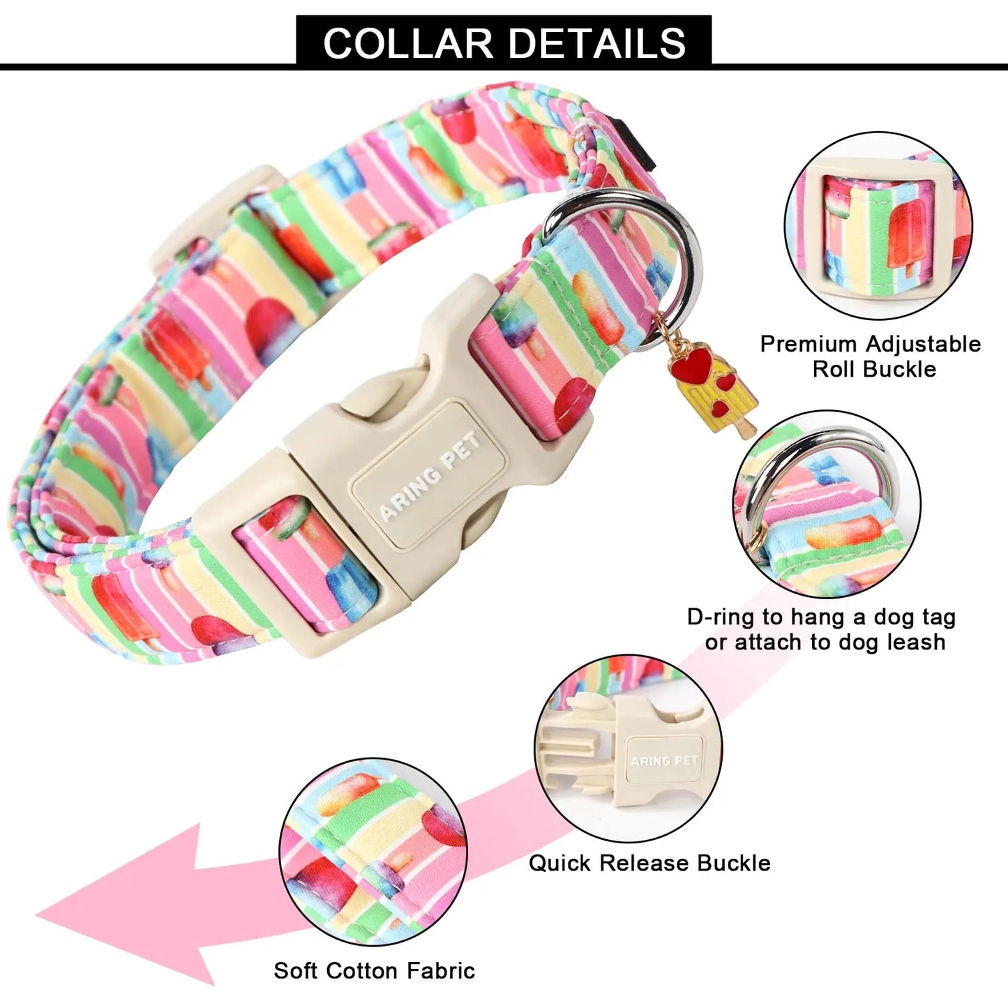 Stylish & Comfortable Summer Dog Collar – Lightweight Cotton, Quick-Release & Adjustable Fit