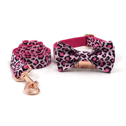 Pink Leopard Dog Harness Set – Personalized, Stylish, and Safe for Your Furry Fashionista