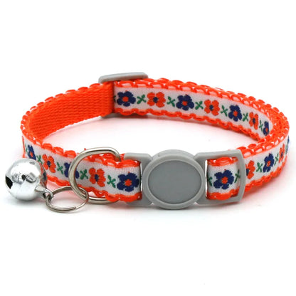 Exquisite Floral Embroidered Cat Collar – Adjustable, Lightweight & Bell-Equipped