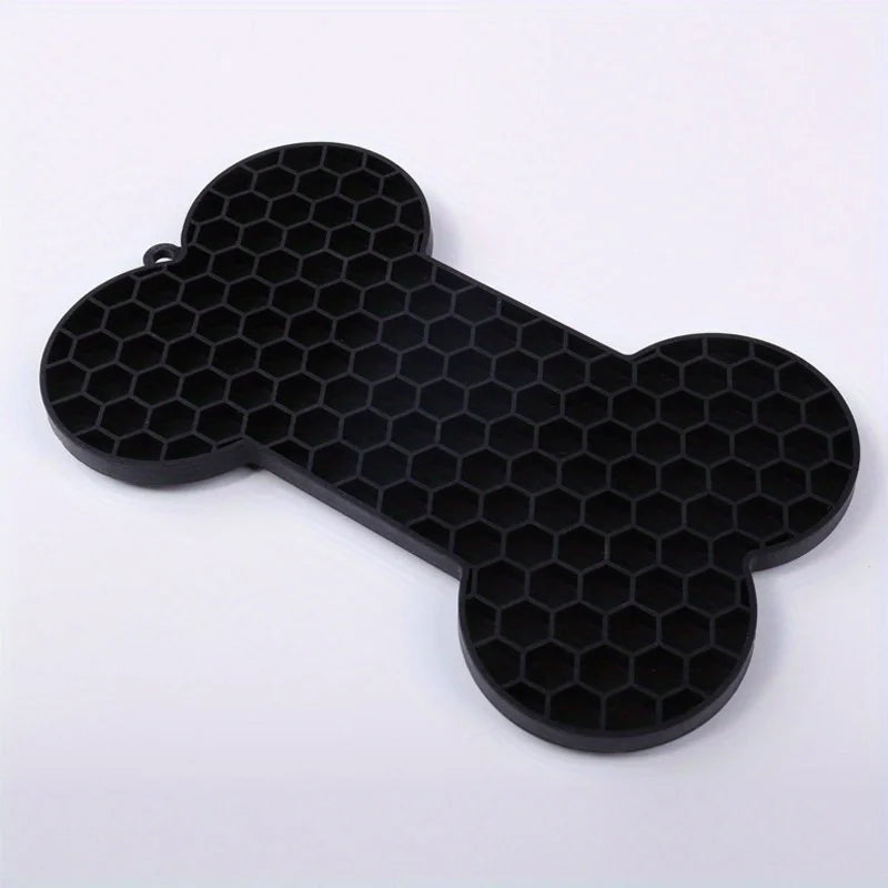 Bone-Shaped Silicone Lick Mat – Slow Feeder for Dogs