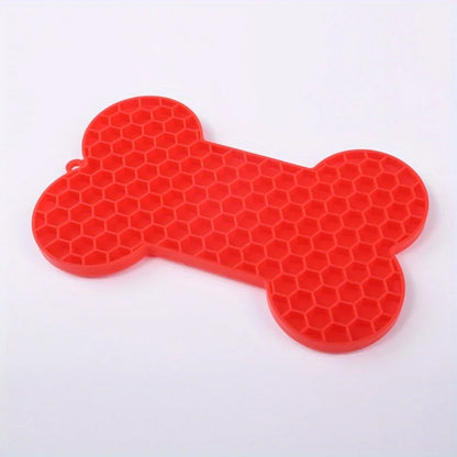Bone-Shaped Silicone Lick Mat – Slow Feeder for Dogs