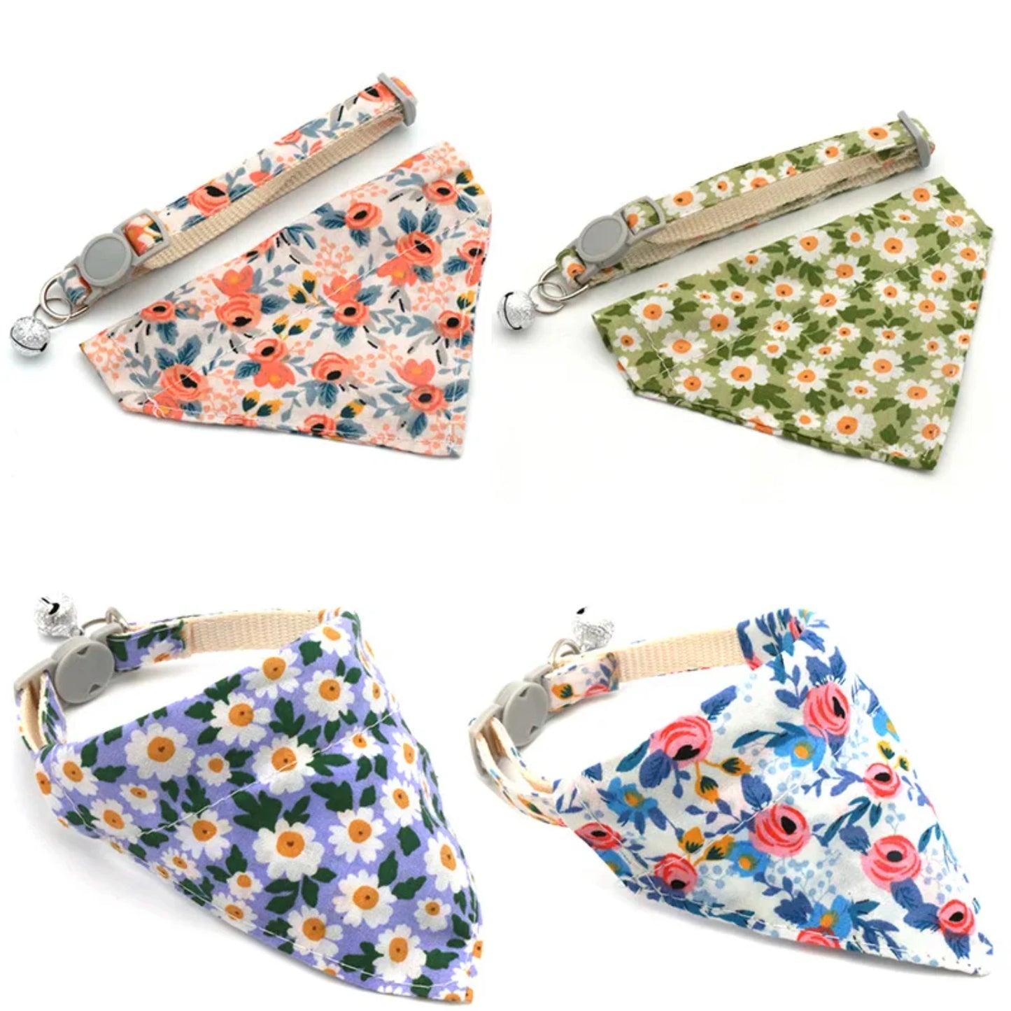Chic Daisy-Print Adjustable Neck Scarf for Stylish Cats